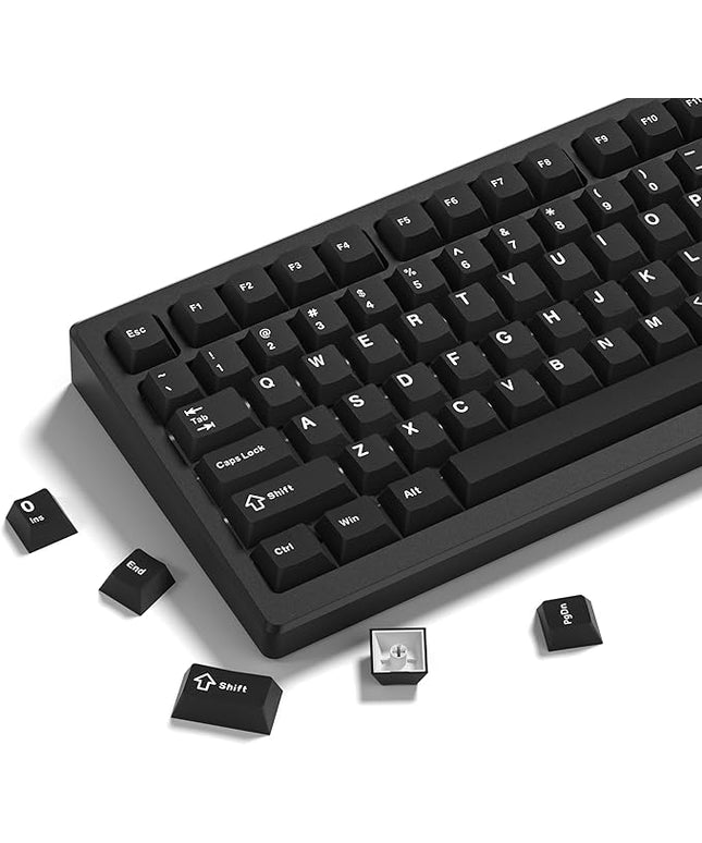 Womier Double Shot PBT Keycaps Set 138 Keys, Cherry Profile Custom Keycaps 60 65 75 100 Percent for 61/64/68/84/87/100/104/108 Retro Gaming Mechanical Keyboard, Black