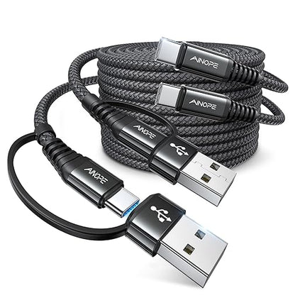 AINOPE USB C to USB C Cable, 2 Pack 6 FT USB C Cable Fast Charging with USB to USB C Adapter, 60W USB to USBC Cable for iPhone 17 Pro Max Air Type C Cable for iPhone 16/15/14/13/12, Black