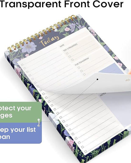 Taja To Do List Notepad - To Do List Notebook for Work with 52 Sheets, 9.8" x 6.5", Undated Daily Planner Perfect for Daily Tasks and Goal Setting, Notepad Suitable for Office, Home & School - Blue Meadow