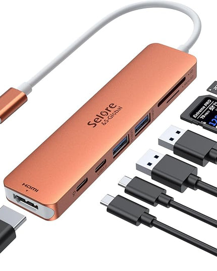 USB C Hub HDMI Adapter for MacBook Pro/Air, 7 in 1 USBC Dongle with HDMI, SD/TF Card Reader, USB C Data Port,100W PD, and 2 USB 3.0 Compatible for MacBook Pro/Air, Dell XPS, Lenovo Thinkpad.