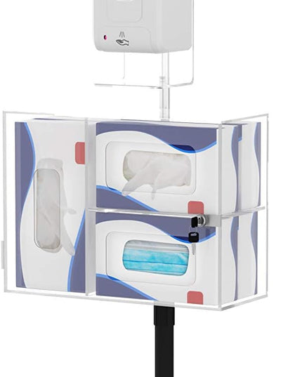 Compact Security Stand - CTA Secure Gooseneck Floor Stand with Sanitizing Station & Automatic Soap Dispenser for, iPad 7th/ 8th/ 9th Gen 10.2" & Other 7-13" Tablets (PAD-SCGSST)