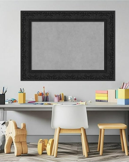 Amanti Art Black Framed Magnetic Board 23x31 Medium Vision Board for use with Magnets, 100% Metal Sheet to Display Items as Office Decor or for Home Organization in mudroom, Kitchen or Kids Room