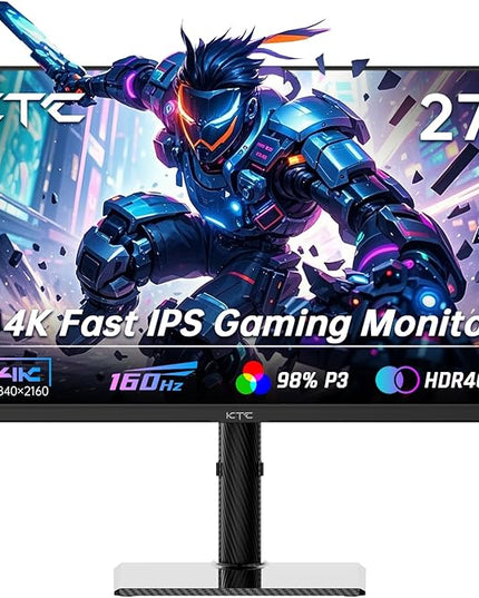 KTC 27 Inch 4K Gaming Monitor, UHD 3840x2160 160Hz Compute Monitor, Fast IPS Panel, Adaptive Sync, HDMI DisplayPort, HDR400, Height Pivot Swivel Tilt Adjustable Vertical Monitor, U27T6