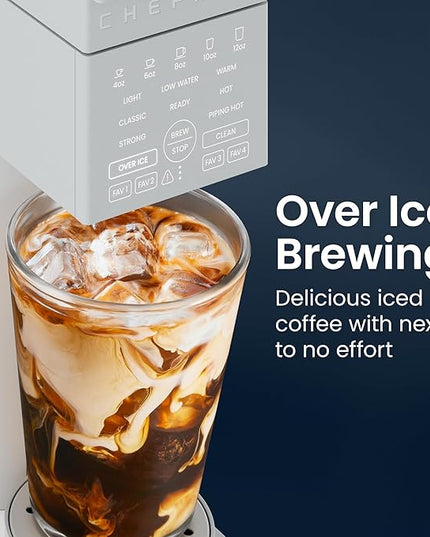 Chefman Caffeinator Single Serve Coffee Maker, Brew Kcups & Grounds, Drip Coffee Machine with Brew Strength Settings, Iced Coffee Function, 48 oz. Removable Water Reservoir