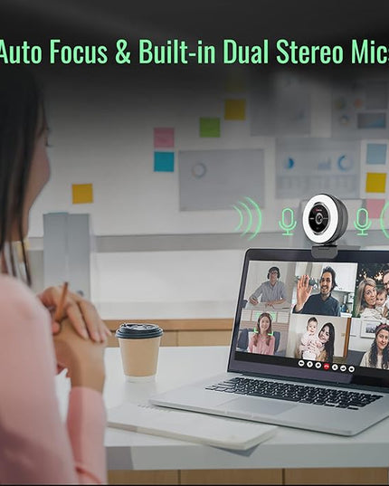 Angetube Streaming Webcam with Microphone: 1080P 60FPS USB Web Cam with Ring Light and Remote Control - HD Web Camera with 5X Digital Zoom Built in Privacy Cover,for PC|Computer|Laptop|Mac|Desktop