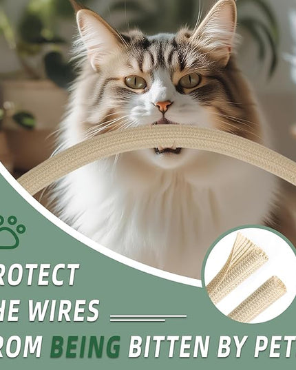 Split Wire Loom Tubing, Cable Protector Sleeve, Braided Cable Management for TV/Computer/Home Theater/Engine Bay, Cord Protectors from Pets No Chew (Wood Color, 3/4"-10ft)