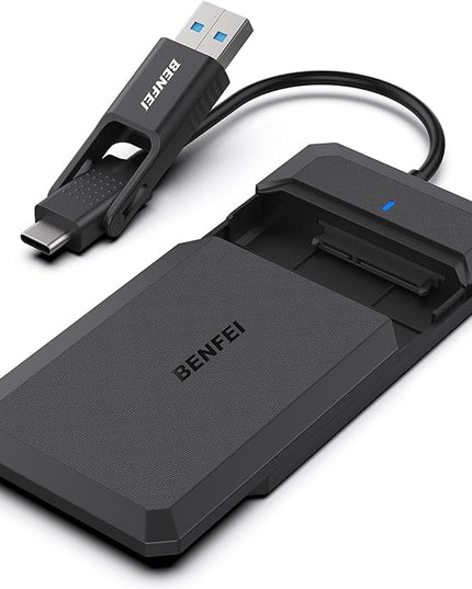 BENFEI 2.5 Inch SATA to USB Tool Free External Hard Drive Enclosure, USB Type-C/Type-A to Sata Compatible for 2.5 Inch SSD(Optimized for SSD, Support UASP)