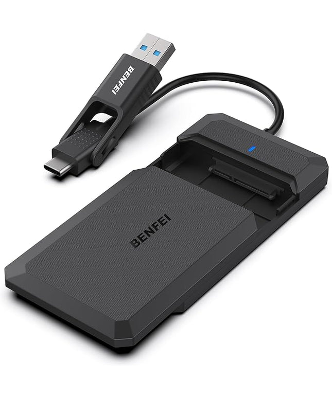 BENFEI 2.5 Inch SATA to USB Tool Free External Hard Drive Enclosure, USB Type-C/Type-A to Sata Compatible for 2.5 Inch SSD(Optimized for SSD, Support UASP)