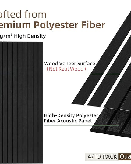 TO-TH Wood-Look Acoustic Wall Panels, 10 Pack 47.2” x 23.6” Acoustic Panels, Decorative Sound Absorbers Sound Dampening Panels for Home, Office, Basement, Smoky