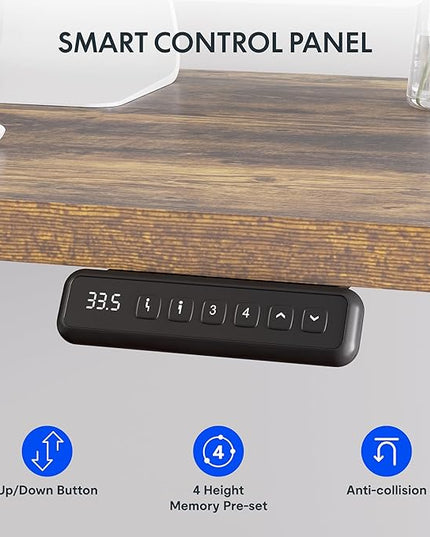 FLEXISPOT L Shaped Standing Desk, 71 x 63 Inch Electric Height Adjustable Corner Desk, Sit Stand Computer Workstation, Preset Controller, Home Office, Black Frame with Rustic Brown Top