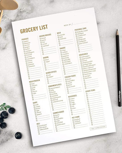 Grocery List Magnet Pad for Fridge - 6 x 9" - Grocery Shopping Checklist Notepad with Categories - 50 Sheets