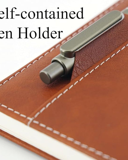 SLFreMint Premium Hardcover Executive Notebook with Pen and Pen Holder Clip, Card Pockets, 240 Pages, College Ruled, 80GSM, Leather Note Book for Work, Study, Diary and Other Scenarios, Suitable Journal for Both Men and Women