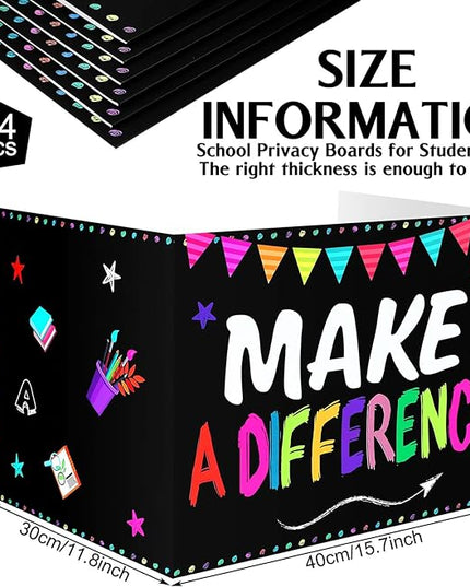 Honoson 24 Pcs Bulk Inspirational Privacy Folders for Students Cardboard Test Privacy Boards Motivational Words Desk Dividers Shield for Classroom School Study Supplies, 6 Styles(Positive)