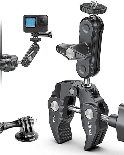 ULANZI Super Clamp Camera Clamp Mount Monitor 360° Ballhead Magic Arm Double Ball Head Adapter with 1/4"-20 & 3/8"-16 Thread for Canon Nikon DSLR Camera/Gopro/LED Lights/Ronin-M/Ronin MX/Freefly MOVI