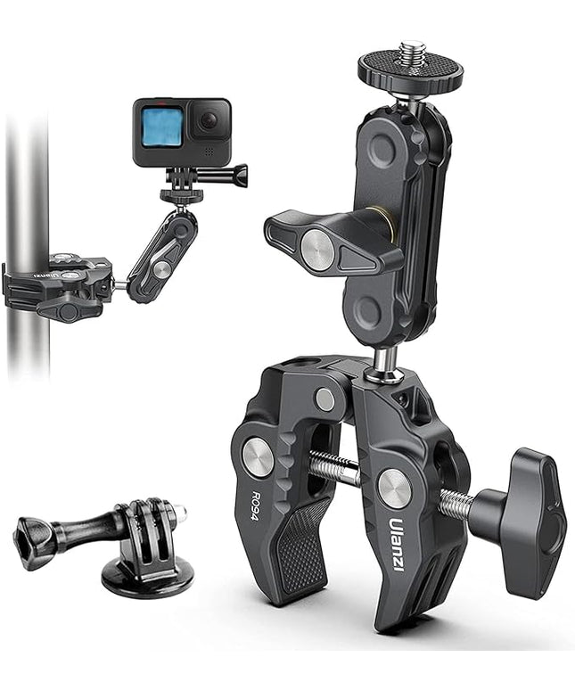 ULANZI Super Clamp Camera Clamp Mount Monitor 360° Ballhead Magic Arm Double Ball Head Adapter with 1/4"-20 & 3/8"-16 Thread for Canon Nikon DSLR Camera/Gopro/LED Lights/Ronin-M/Ronin MX/Freefly MOVI