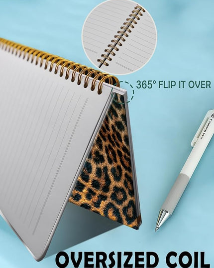 Spiral Journal Notebook for Women,A5 College Ruled Notebooks 6"x 8.4",120 Pages Lined Journal with Premium Thick Paper,Perfect for School Office Home Gifts(Beautiful Leopard Skin)