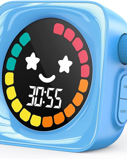 Visual Timer for Kids, 99 Minute Digital Cute Kids Visual Timer Classroom for Homeschool Supplies Study Teaching Time Management Tool Countdown & Stopwatch, Blue with Colorful Display