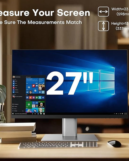 OMOTON Computer Privacy Screen for 27 Inch 16:9 Aspect Ratio Computer Monitor, Magnetic Privacy Eye Protection Anti Glare Blue Light Shield Filter, Hanging Removable Anti-Scratch Protector Film