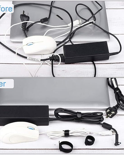 60 PCS 6 Inches Reusable Cable Ties, Adjustable Cord Straps Wire Organizer Cord Wrap and Hook Loop Cable Management