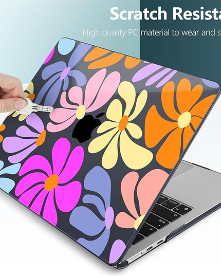 DONGKE for M4 MacBook Air 13.6 Inch Case 2025 2024 2023 2022 Model A3240 A3113 A2681 M3 M2 Chip, Plastic Hard Shell Case Cover with Touch ID for MacBook Air 13 Inch M4 - Retro Flowers