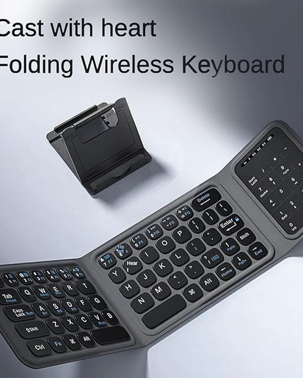 Luocute Foldable Keyboard, Portable Keyboard with Multi Touch Touchpad and Leather Case for Laptop PC Tablet Smartphone iOS