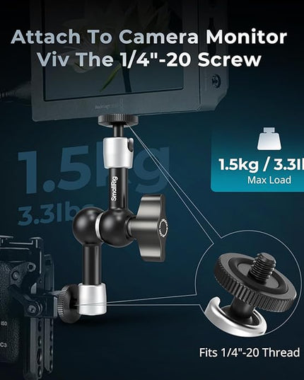 SMALLRIG 5.5-inch Magic Arm 2-Pack, Articulating Adjustable Friction Arm Mount with 1/4"-20 Thread Screw, for Camera Monitor/LED Light Setup, 5316