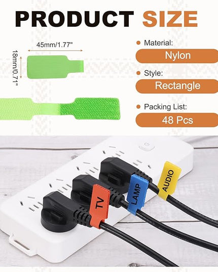 PATIKIL 48Pcs Cable Labels Tags, 1.8" Write on Wire Tags Cord Labels Hook Loop Rectangle Cable Ties for Electronics Organize Wire Classify Identification Management, Green