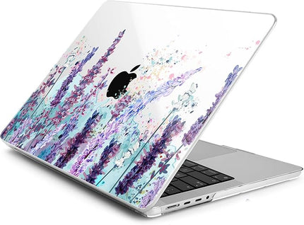 DONGKE Case for M5 MacBook Pro 14 inch 2025 2024-2021 M4 M3 M2 M1, Plastic Hard Shell Cover Compatible with A3434 A3112 A3401 A3185 A2992 A2779 A2442, Retina XDR Display & Touch ID, Lavender Flowers
