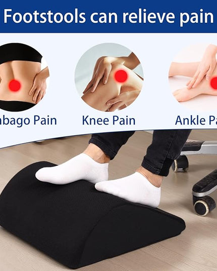 Foot Rest for Under Desk at Work, Ergonomic Under Desk Footrest with Washable Cover for Office, Home & Gaming Leg Elevation Pillow Black