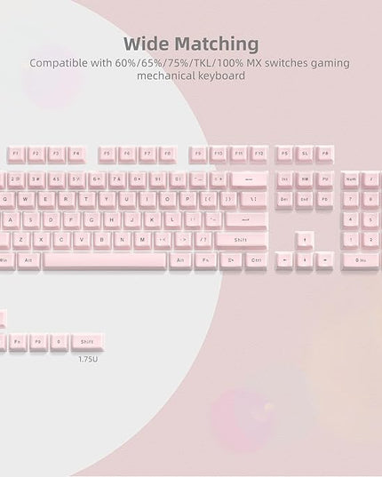 Womier Pink Jelly Keycaps, Mechanical Keyboard for keycaps Set, OEM Profile Key Cap, 113-Key Cute Custom Keycaps for 60%,75%,100% Mechanical Keyboards with Cherry/Gateron MX Switches