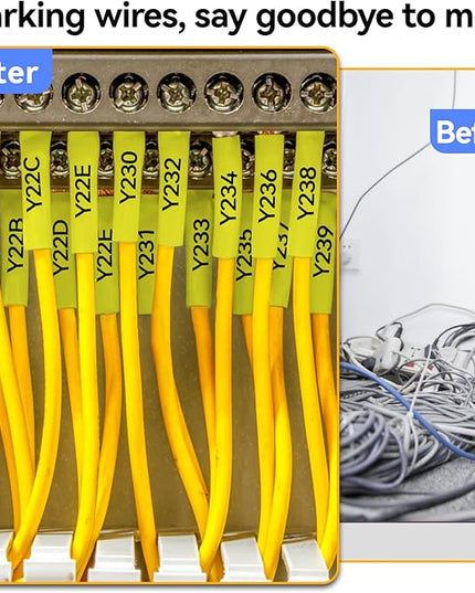 4 Pack Replacement for Ptouch HSe-631 HSe631 HS631 HS-631 HSe 11.7mm 0.46'' Black on Yellow Heat Shrink Wire Cable Label Tape Tubing Use with Ptouch PT-D210 PT-D400 PT-E300 PT-E500 PT-P750WVP Maker