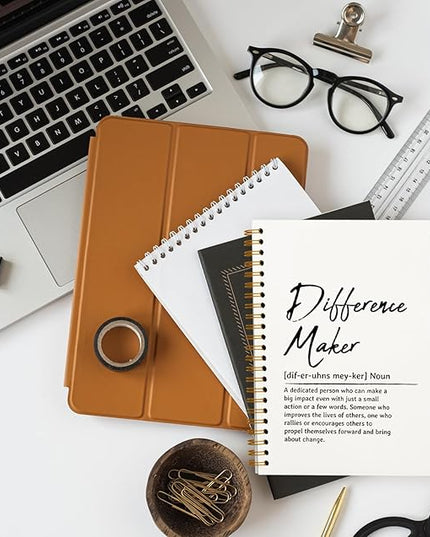 OXW Difference Maker Appreciation Gift, Meeting Notebook for Work, Thank You Gifts for Leader Mentor Manager Boss, Office Supplies Social Worker Notebook, White Hardcover Spiral Notebook 5.5 x 8.3