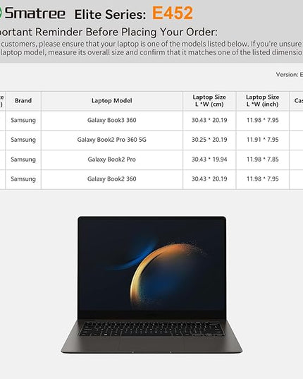 Smatree Laptop Sleeve for 13.3 inch Samsung Galaxy Book2 Pro 360 5G/2 Pro,for 13.3 inch Galaxy Book3/2 360,Case with Pocket,Green(E452G)