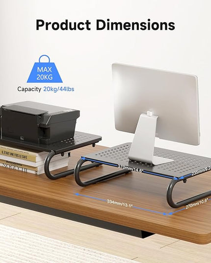 suptek Monitor Stand Riser for Computer,Laptop,Printer, Notebook and All Flat Screen Display with Vented Metal Platform and 4 Inches Height Underneath Storage (MST004-2)