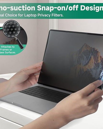 IRUYO FL Nano-Suction Laptop Privacy Screen 14 Inch 16:10, Removable Screen Privacy Shield for Laptop, Anti Glare, Anti Bule Light, Screen Protector for Lenovo HP Dell Acer Asus Thinkpad