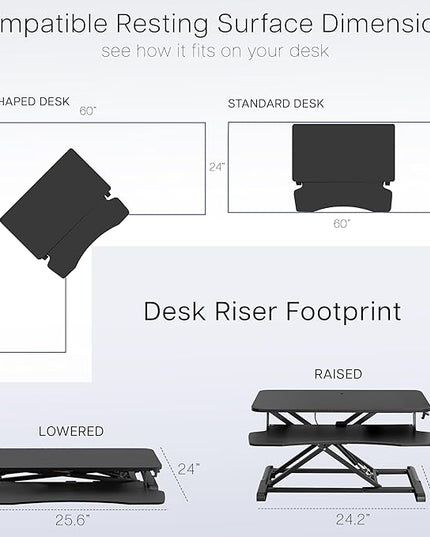 VIVO 26 inch Desk Converter, K Series, Height Adjustable Sit to Stand Riser, Dual Monitor and Laptop Workstation with Keyboard Tray, Black, DESK-V026KB