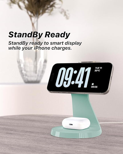 3 in 1 Charging Station for Apple Devices,Mag-Safe Charger Stand Fast Charging,Wireless Charger for iPhone17/ Air/16/15/14/13/12 Series,& AirPods,& iWatch(USB-C Charger Included)