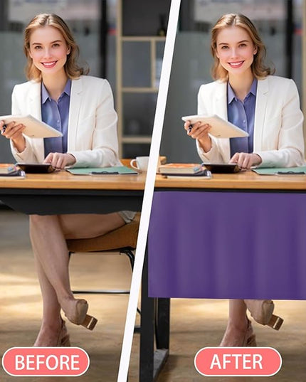 Icegrey 36" Under Desk Privacy Panel with Cable Management Organizer Net Self-Adhesive Modesty Panel for Cord Organizer Pockets and Desk Skirt for Home Office or Standing Workstation, Purple