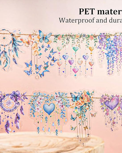 AuriicLeaf Fairy Tale PET Sticker Set, 60PCS Fantasy Scrapbook Supplies with Gold Foil Accents Waterproof Journal Stickers for DIY Crafts, Planners, and Collages