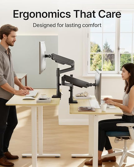 monTEK Tall Single Monitor Arm for 17 to 45 Inch Curved Screen Adjustable Upgraded Heavy Duty Ultrawide Monitor Arm Holds 35 Lbs Cable Management with C Clamp, Grommet Base, VESA 75/100mm, MA1007PBK