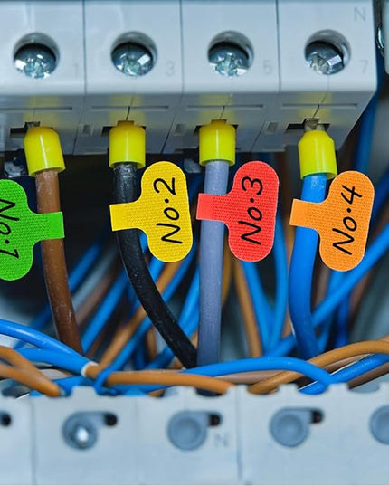 Multi-Color Cable Labels,40 Pcs Cord Labels for Electronics Reusable Cable Tags and Wire Tags for Computers Management Identification Writable Surface (8 Colors)