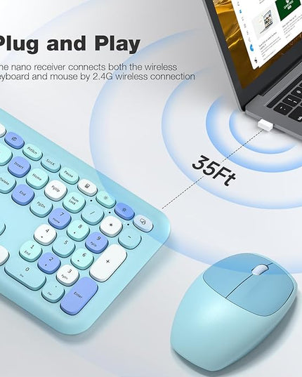 MOFII Wireless Keyboard and Mouse Combo Silent, Slim Compact 2.4G USB Full Size, Cute 110 Keys Keyboard for PC, Notebook, MacBook, Tablet, Laptop, Windows System