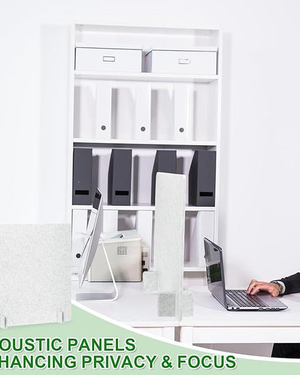 PATIKIL Desk Dividers 24" x 24", 4 Pack Desk Privacy Panel Freestanding Noise Reducing Partition Acoustic Panel with 4Pcs Support Feet for Testing Office Home Library, Light Gray Style B