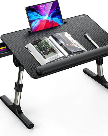 Besign LT07 Lap Desk [Extra Large], Adjustable Laptop Table, Portable Standing Bed Desk, Foldable Sofa Breakfast Tray, Notebook Computer Stand for Reading and Writing (Black)