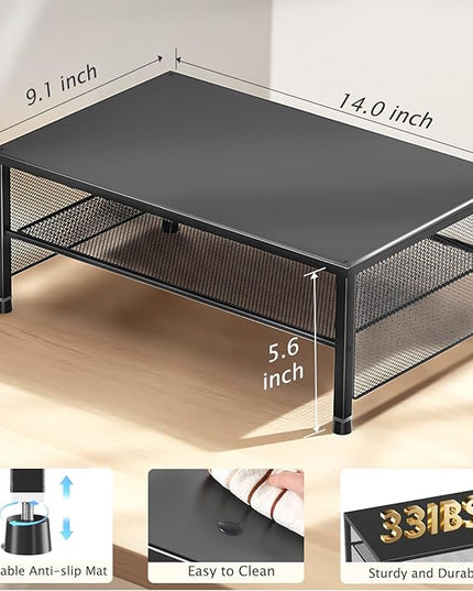 OPNICE 2-Tier Computer Monitor Stand Riser, Desk Organizer for Monitor, Laptops and Printer(Black)