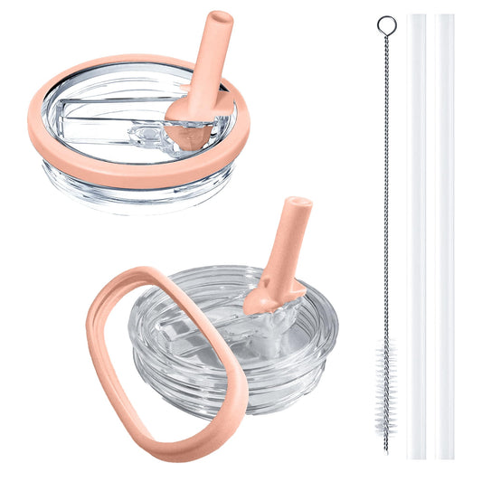 Aooiiysd 2 Pack Stanley Leak Proof Lid, with Flip Straw Lid, Stanley Cup Accessories, Stanley Lids Replacement for Stanley Quencher H2.0 40 oz Tumbler (Only), BPA Free (Peach Color)