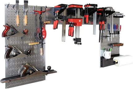 Wall Control Woodworking Tool Storage Organization Kit - Lazy Guy DIY Edition Wood Working Tool Supply Organizer for Do-It-Yourself Woodworkers and Makers (Metallic Pegboard)