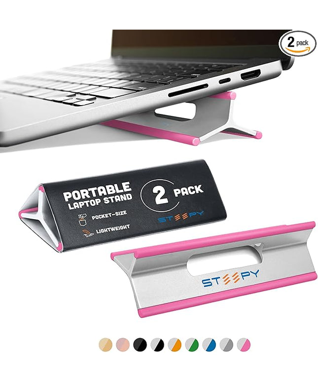 Steepy Portable Laptop Stand for Desk – Adjustable Height, & Portable Laptop Holder – Ergonomic Computer Stand for Cooling & Comfort – Slip-Proof, Sturdy Design – Universal Fit for 13-17 Inch Devices