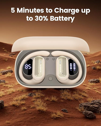 Wireless Earbuds with Earhooks Bluetooth 5.3, Over-Ear Workout Headphones, ireless Charging Case, 40 Hours Battery