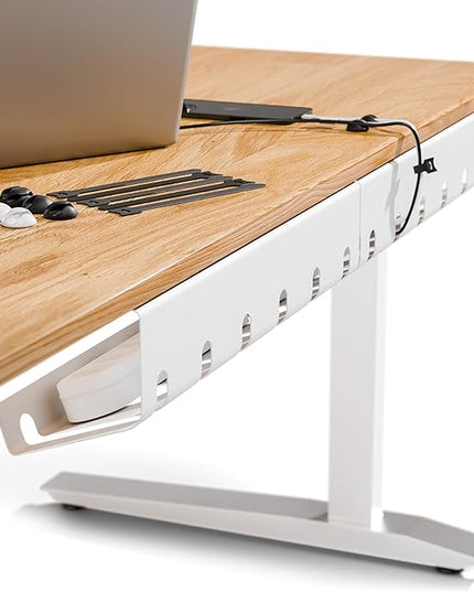 PAMO Cable Management Under Desk for Easy mounting Under-Table I Set of 3 - with 10X Cable Ties I Desk Organizer for Office/Home Office Table Thoughtful Cable Tray Holder